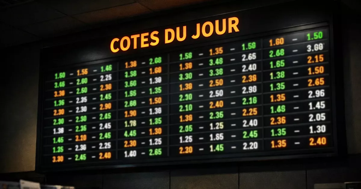 Tableau d'affichage de cotes dans un bureau de paris sportifs
