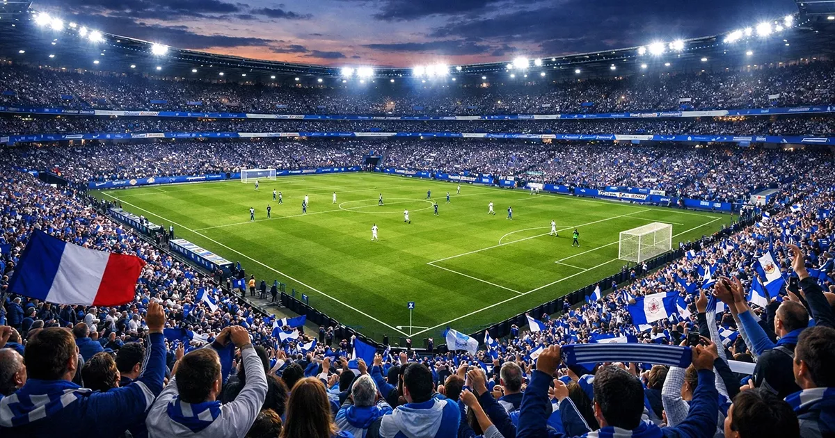 Stade de football français rempli de supporters lors match Ligue 1