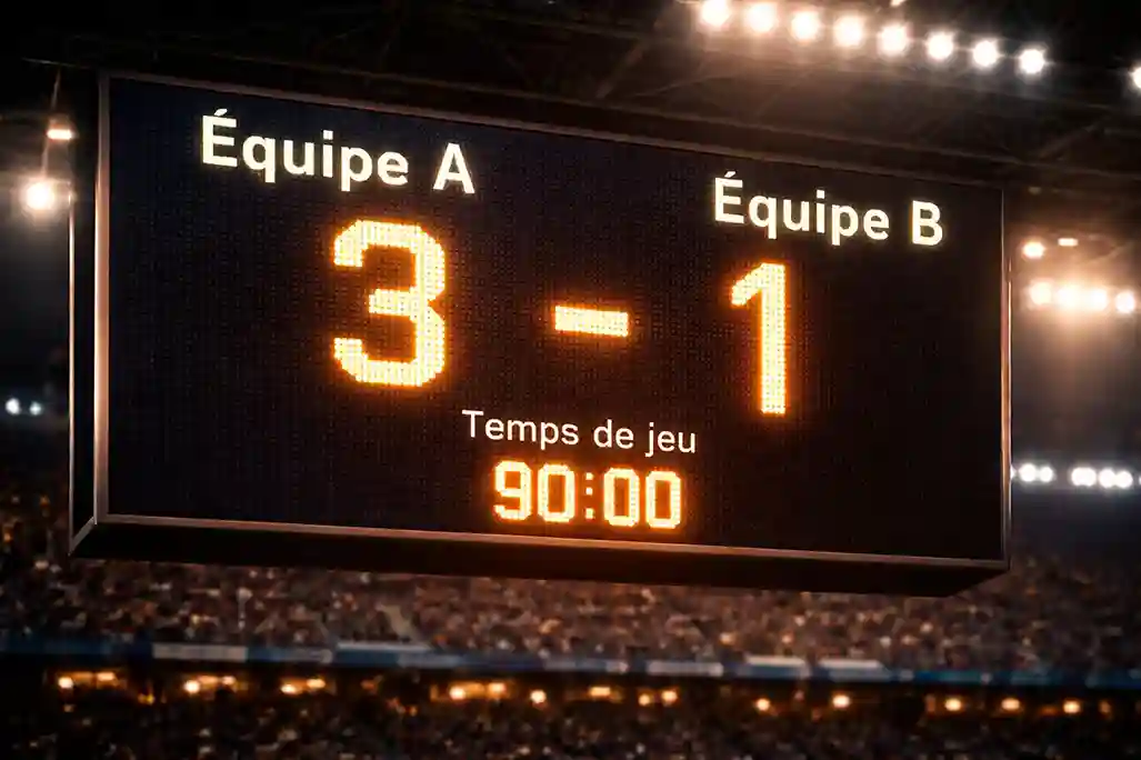 Tableau de score d'un match de football avec écart de buts visible