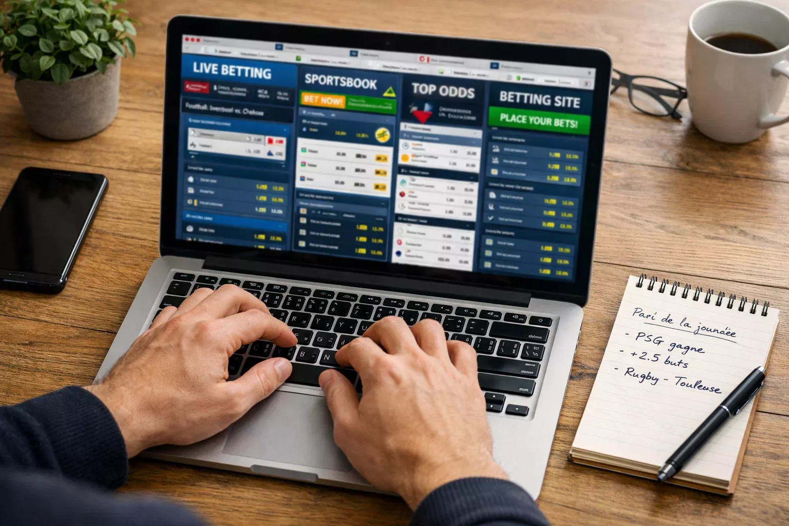 Comparaison de cotes entre bookmakers sur ordinateur portable